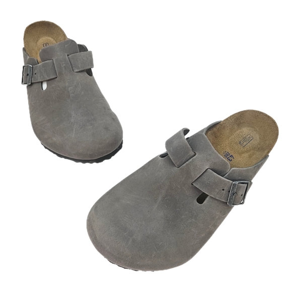 Birkenstock Boston Velvet Gray Suede Men’s US 10 / EU 43 NWOB  Made in Germany - Picture 1 of 10